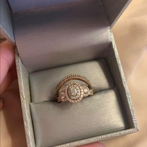 Rose gold halo engagement wedding ring